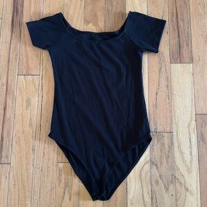 Mangopop | Black Cotton Bodysuit | size S | Pull On/Snap Free
